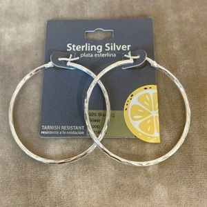 New! .925 Sterling Silver Diamond Cut Hoop Earrings